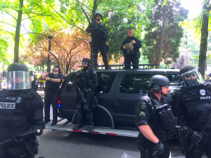 police standing around in riot gear