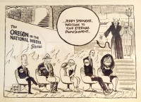 Jack Ohman Cartoon at the Comic City USA exhibition of Pacific Northwest cartoonists at the Oregon Historical Society in Portland